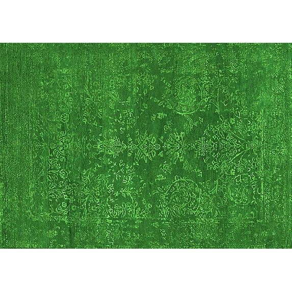 Ahgly Company Indoor Rectangle Oriental Green Industrial Area Rugs, 2' x 3'