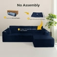 thumbnail image 5 of BYBYME 104" Cloud Sectional Couch with L-Shape Chaise Modern Comfy Modular Plush Corduroy Sofa for Living Room,No Assembly Required,Right Facing Chaise,Navy, 5 of 9