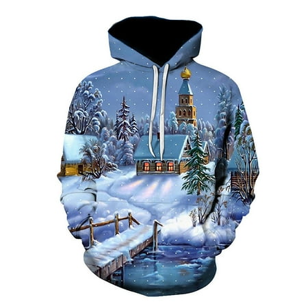 

Mens 3D Digital Print Hooded Sweatshirts Graphic Long Sleeve Novelty Drawstring Loose Christmas Hoodies Pullover Fashion Lightweight Casual Sweatshirt