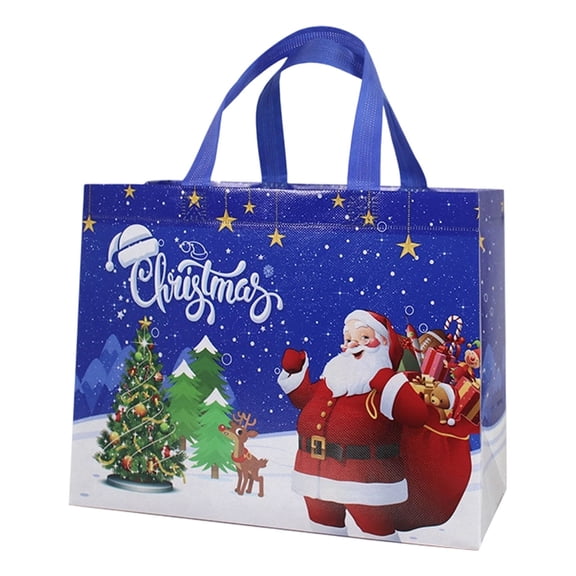 KUMHONW 1 Pcs Christmas Gift Bags with Handles 32*25*15cm Large Non-Woven Tote Bags Christmas Reusable Treat Bags for Gifts Wrapping Shopping Xmas Holiday Party
