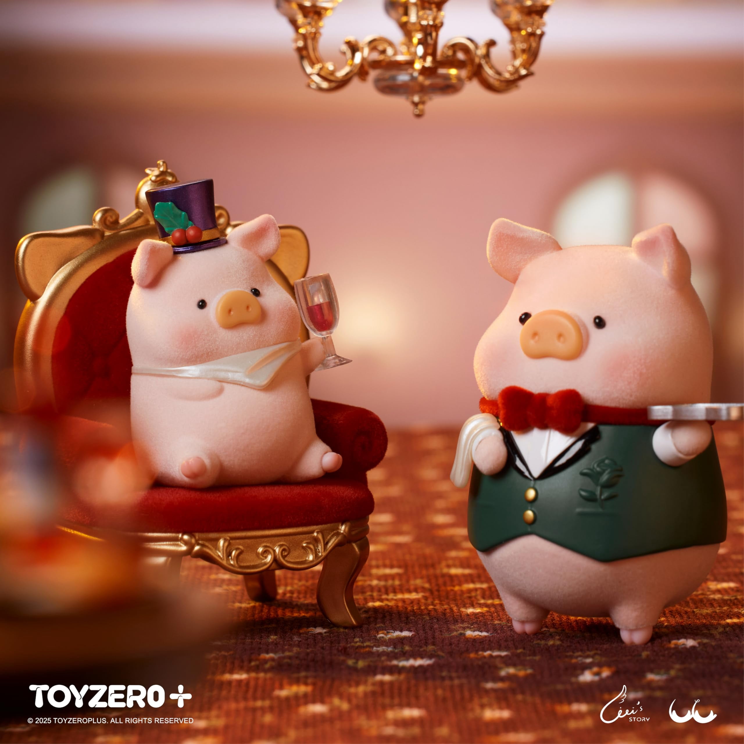 TOYZERO + Lulu The Piggy Blind Box Figures - 8PCS Pigchelin Restaurant Series Blind Boxes Mystery Box Cute Animal Figurines Collectible Toys Home Desk Decorations Holiday Birthday Gifts, Whole Set