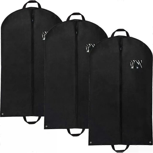 3x Garment Bag, Suit Cover, 120 cm, Black, for Suits, Dresses, Coats, Storage &