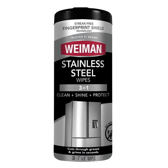 Weiman Stainless Steel Appliance Cleaning Wipes,  Streak-Free Shine, 30 Count
