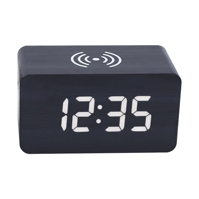 Kyusrd Summer All Home Savings!Nightlight Wireless Charging LED Wooden Alarm Clock,Multifunctional Voice Controlled Mute Electronic Clock,Wireless Charging Clock