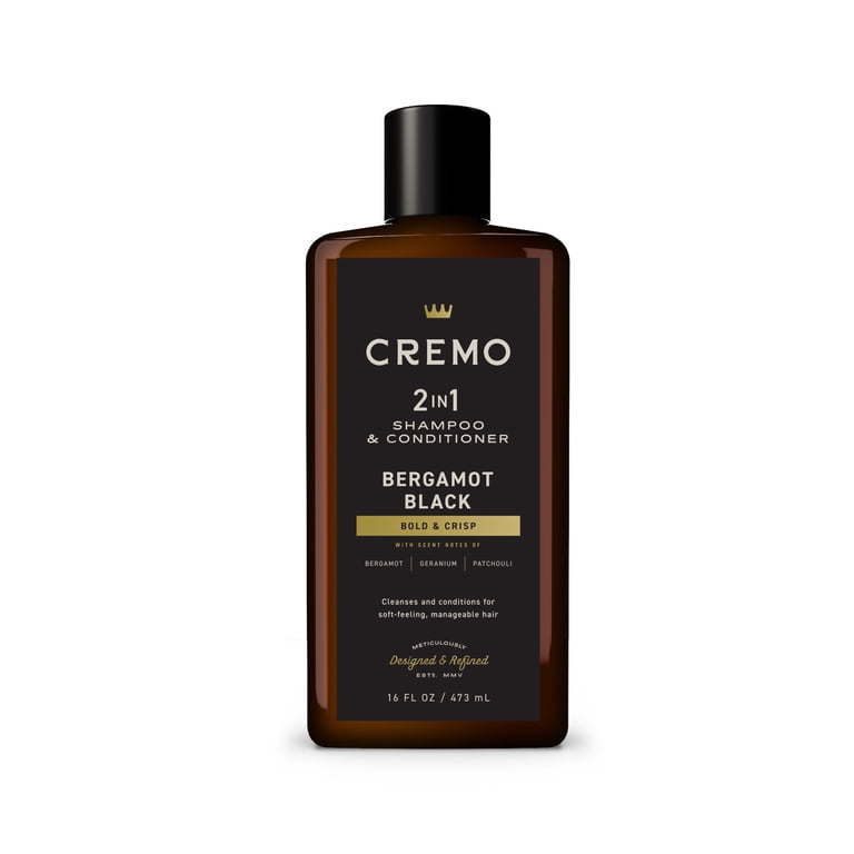 3 pack) Cremo 2-in-1 Men's Shampoo & Conditioner, Bergamot Black