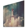 thumbnail image 2 of Designart "Taking Off of a Spaceship I" Modern Print on Natural Pine Wood, 2 of 5