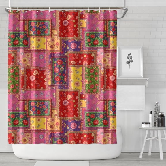 Pioneer Flower Floral Print Pattern Shower Curtain 84"x72", Bathroom Decorative Shower Curtain Set with 12 Hooks, Waterproof Washable
