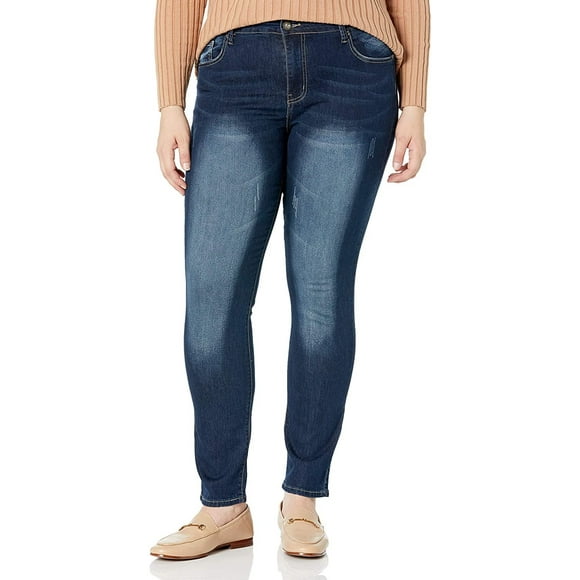 Cover Girl Women's Five Pocket Classic Blue Wash Slim Fit Skinny, Varsity, 7/8