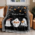 thumbnail image 2 of Halloween Ghost Flannel Blanket for Bed,Travel and Camping, Horror Boo Pumpkin Black Plaid Trick Or Treat Super Soft Cozy Blanket for All Seasons 32"x48:, 2 of 7