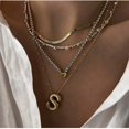 thumbnail image 4 of SEPARQI Jewelry Initial Pendant Necklace for Men Womens, 14K Gold Plated Irregular Full Letter Capital Necklace Alphabets from A-Z Figaro Chain Necklace Unisex, 4 of 6