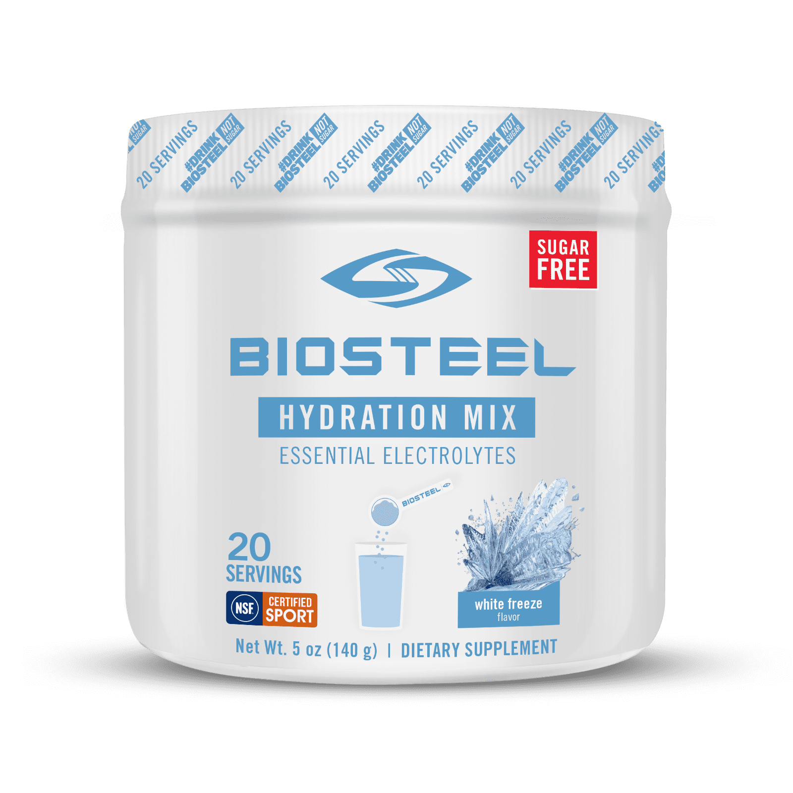 BioSteel Hydration Mix - zero sugar, Essential Electrolyte Sports Drink Powder - White Freeze - 20 Servings