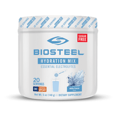 BioSteel Hydration Mix - zero sugar, Essential Electrolyte Sports Drink Powder - White Freeze - 20 Servings