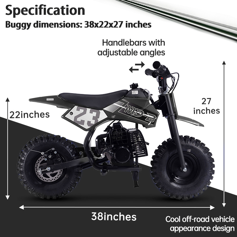 SAY YEAH Mini Bike,Kids Supermoto 50cc Dirt Bike with 13" Knobby Tires & 25MPH Top Speed,Ages 8+,38*27*22in,Black