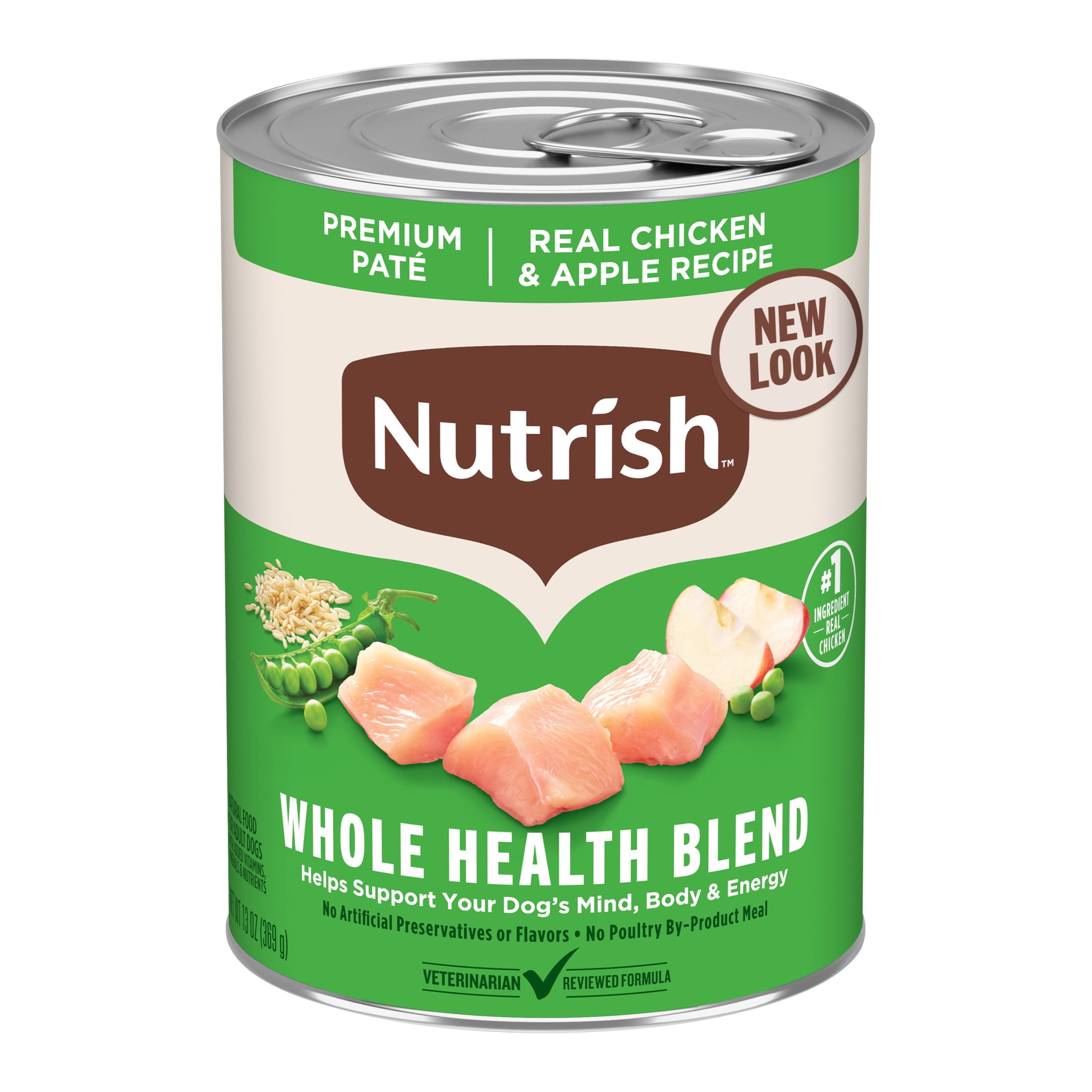 (4 pack) Nutrish Real Chicken & Apple Recipe Whole Health Blend Premium Paté Wet Dog Food, 13 oz. Can (Rachael Ray)