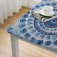 thumbnail image 5 of Acheng Blue and White Circular Design Square Tablecloth for Outdoor Picnic Camping and Indoor Kitchen Dining Party 100% Polyester Fiber 52*52, 5 of 8