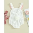 thumbnail image 3 of Infant Baby Girls Easter Cami Romper Sleeveless Bunny Print Bandage Casual Romper with Plush Ball, 3 of 8