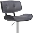thumbnail image 4 of Adjustable Gray Tufted Faux Leather Black and Chrome Swivel Barstool., 4 of 10