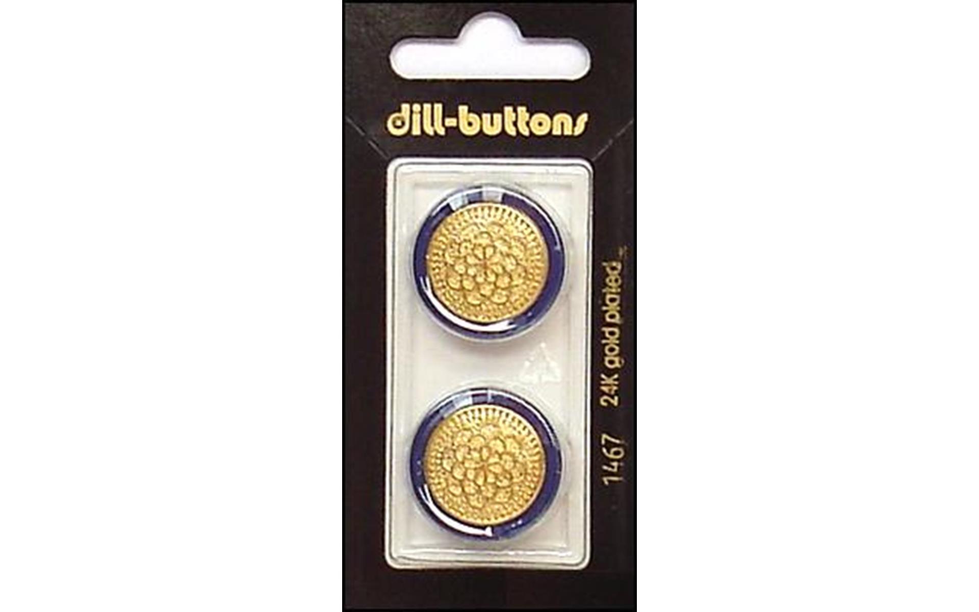 Dill Buttons 23mm 2pc Shank Blue/Gold Metal