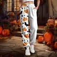 thumbnail image 2 of YDFCWXW Womens Halloween Pajamas Pants Ladies Pumpkins Ghost Pajama Cute Soft Long Bottoms Women Sweatpants Light Gray, M, 2 of 7