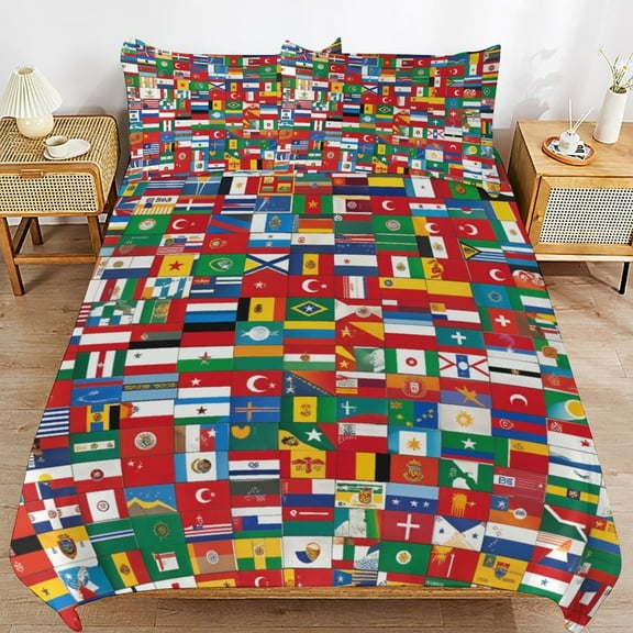 Flags Of All Countries Of The World (2)-1 Bedding Set Couple Bedclothes Pillowcase Home Textiles Bed 3pcs Set for Bedroom Customized Decoration Twin