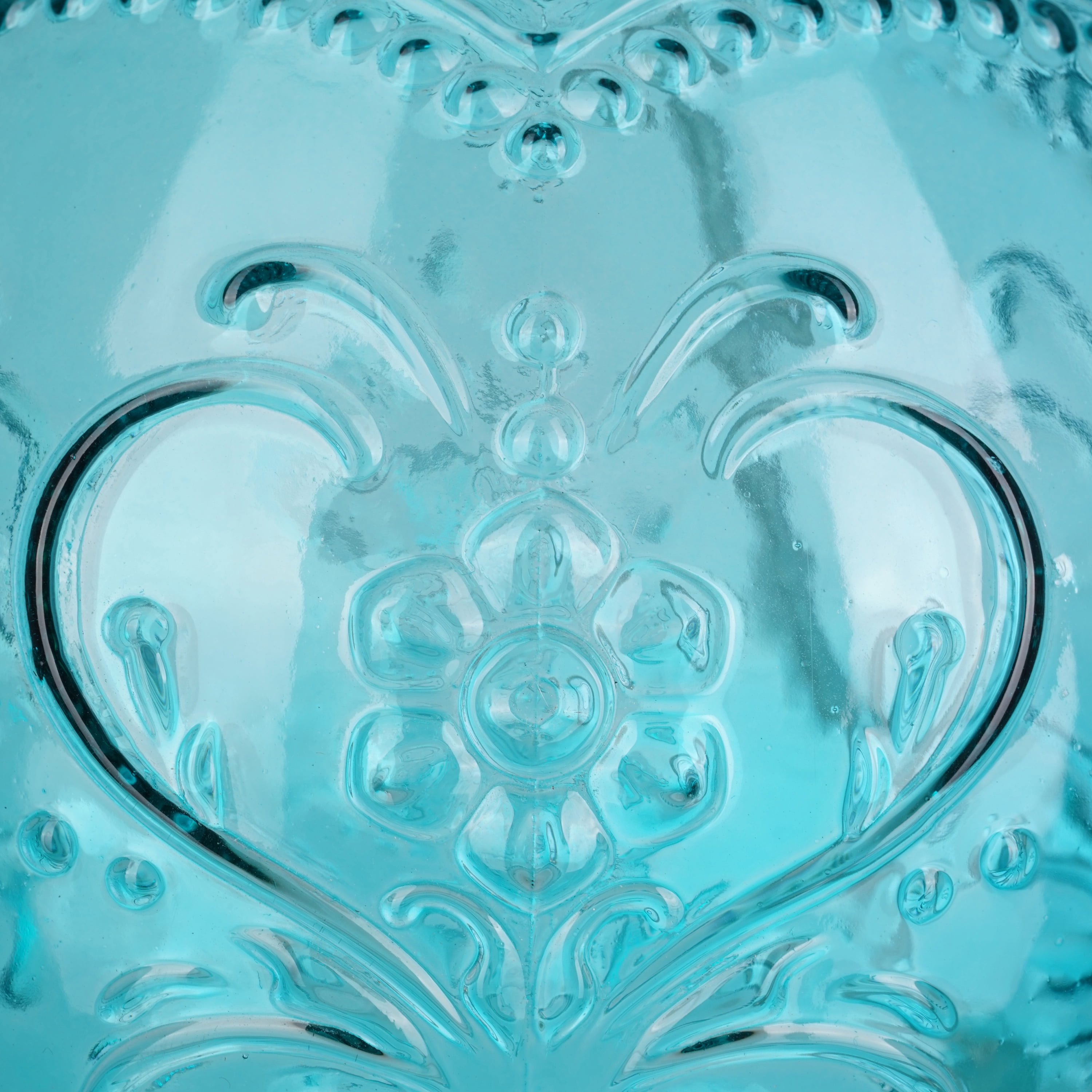 The Pioneer Woman Washy Ditsy Embossed Table Lamp with Pretty Posies Linen Shade, Teal