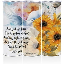 Christian Gifts for Women Straight Skinny 20 oz Tumbler Religious Gifts for Friend Bestie Inspirational Sunflower Bible Verse Water Bottle Coffee Mug Insulated Tumblers Thermal Cup for Sports Travel