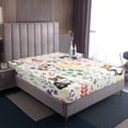 thumbnail image 3 of Cute Colorful Cat Full Bed&nbsp;Sheets Set,Rainbow Flower Cat Kawaii Bedding Set Pet Lover Gifts for Kids Girls Boys,Watercolor Floral Leaf Sheets Animal Fitted Sheet Set 4Pcs, 3 of 6