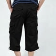 thumbnail image 3 of Ciovxyn Men's Casual Cargo Capri Pants with Multi-Pocket and Elastic Waist - Black L, 3 of 5