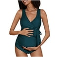 thumbnail image 2 of Edvintorg Womens Maternity Bathing Suits Summer Pregnancy Swimwear One Piece Fashion Solid Color Comfortable Sexy V-Neck Sleeveless Fold Bandage Maternity Swim Suit, 2 of 4