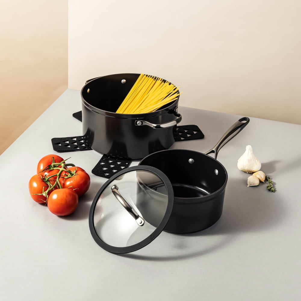Thyme and Table 12 Piece Nonstick Aluminum Cookware Set, Pots and Pans Set - Gunmetal