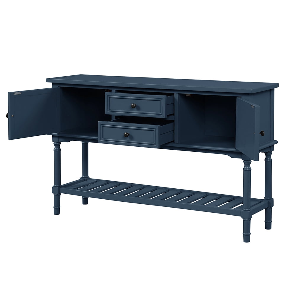 Lowestbest 47" Modern Console Table Sofa Table for Living Room with 2 Drawers, 2 Cabinets and 1 Shelf (Navy Blue) Lowestbest 47" Modern Console Table Sofa Table for Living Room with 2 Drawers, 2 Cabinets and 1 Shelf (Navy Blue)