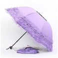 thumbnail image 2 of Women Sun Umbrella Cute Exquisite European Portable Waterproof Girls Ladies Triple Folding Umbrellas Sunscreen Purple, 2 of 7