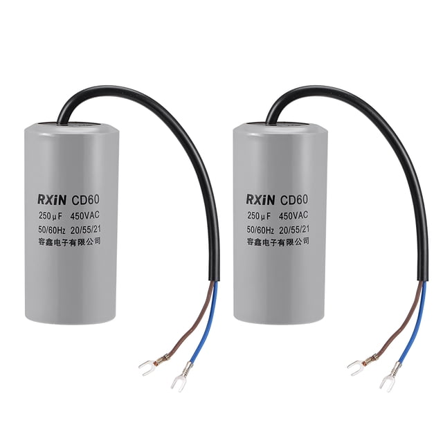 Uxcell 250uf AC 450V 50/60 Hz CD60 Capacitor de Motor Estrella 2 Paquete