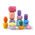 thumbnail image 1 of Bloques de construcción de piedras apiladas de arcoíris de madera para niños, juguetes educativos de iluminación cognitiva con música y colores apilados, 1 of 6