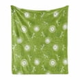 thumbnail image 1 of Dragonfly Soft Flannel Fleece Throw Blanket, Sketch Style Dandelion Flower Petals Spring Beauty Nature Blossom Image, Cozy Plush for Indoor and Outdoor Use, 50" x 60", Lime Green Cream, by Ambesonne, 1 of 6