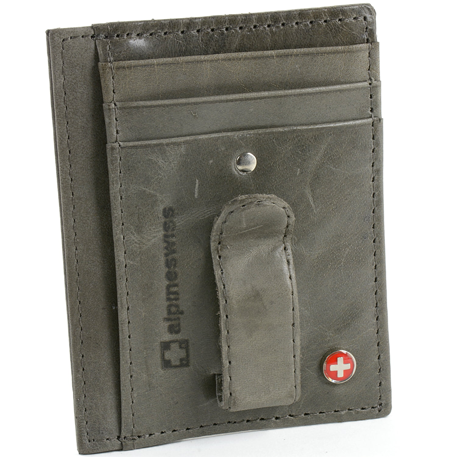 Mens Genuine Leather Money Clip Slim Wallet Magnetic Black ID Credit Card Holder - www.bagssaleusa.com