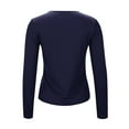 thumbnail image 5 of Women's Autumn Long Sleeved Ribbed Knit Casual Round Neck Slim Fit Seam Basic T Shirt Top Womens Short Sleeve Raglan Tee Handstand Shirt Long Sleeve Long Sleeve Thin T Shirt Women Athletic Top 2 T, 5 of 8