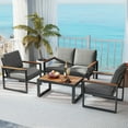 thumbnail image 2 of Costway 4 PCS Patio Aluminum Furniture Set Wood-Plastic Armrests & Tabletop for Balcony, 2 of 7