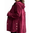thumbnail image 3 of Women'S Fall Jacket with Hood Casual Button Down Hooded Long Sleeves Loose Corduroy Jackets with Pockets Wine Red L, 3 of 7
