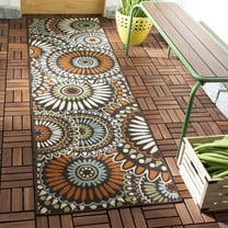 SAFAVIEH Veranda Petra Geometric Indoor/Outdoor Runner Rug, 2'3" x 8', Chocolate/Terracotta