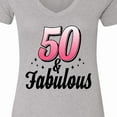 thumbnail image 4 of Inktastic 50 and Fabulous with Sparkles Women's V-Neck T-Shirt, 4 of 5