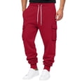 thumbnail image 2 of Hearthz Men's Cargo Sweatpants Joggers Athletic Mens Joggers Pants Lightweight Breathable Cinch Bottom Mens Sweatpants with Pockets Red M, 2 of 4