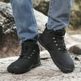 thumbnail image 2 of Rokment Womens Mens Furry Lined Barefoot Water Snow Boots Waterproof Wide Toe Zero Drop Non Slip Hiking Ankle Booties Black Size 6, 2 of 7