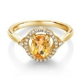 thumbnail image 2 of Gem Stone King 1.06 Ct Oval Checkerboard Yellow Citrine 18K Yellow Gold Plated Silver Ring (Size 6), 2 of 4