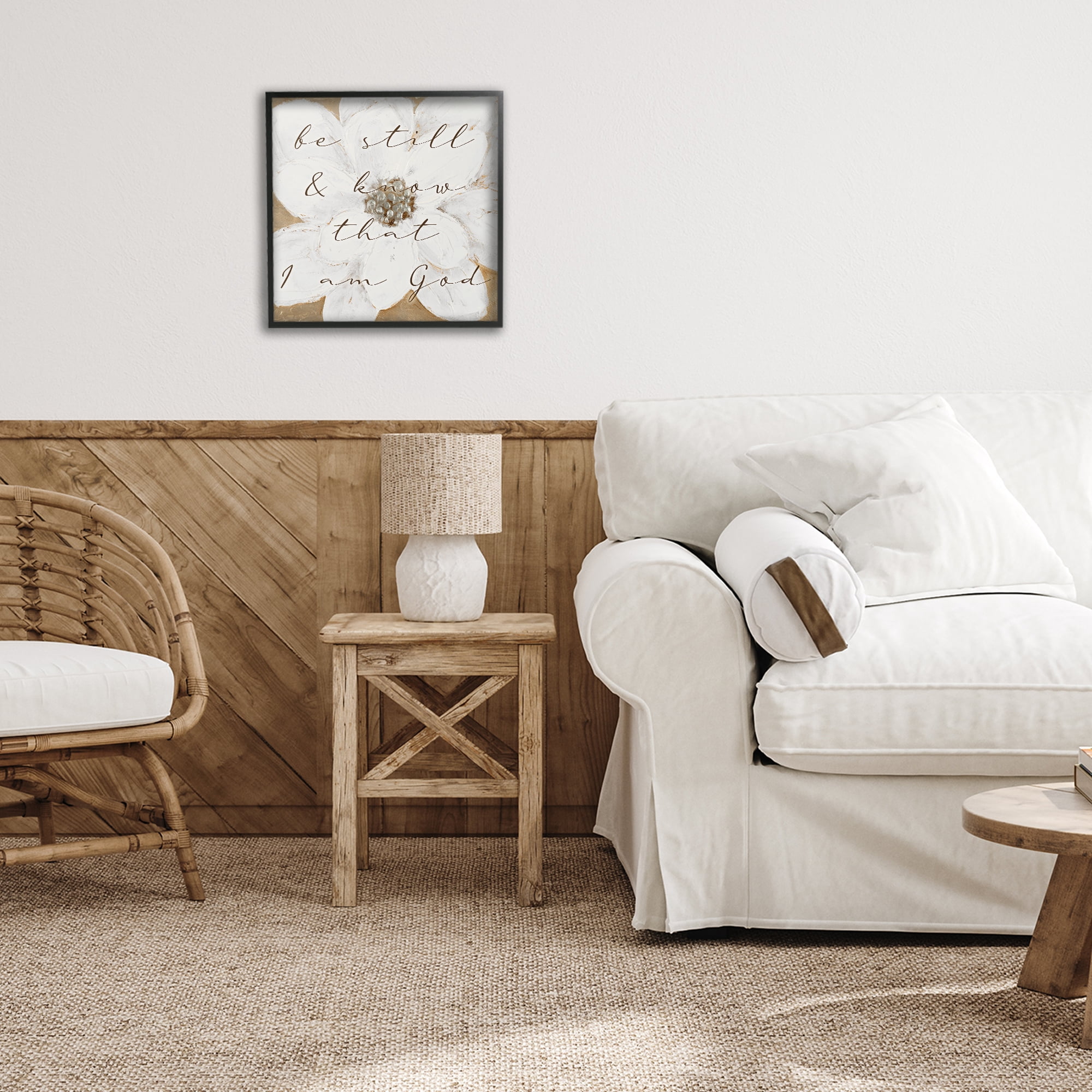 Stupell Industries Be Still with White Magnolia Black Framed Giclee Art, design by Lanie Loreth