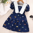 thumbnail image 3 of Esaierr Toddler Girls Dress Lace Short Sleeve Stitching Mesh Gauze Print Princess Skirt Blue 4-7Y, 3 of 6