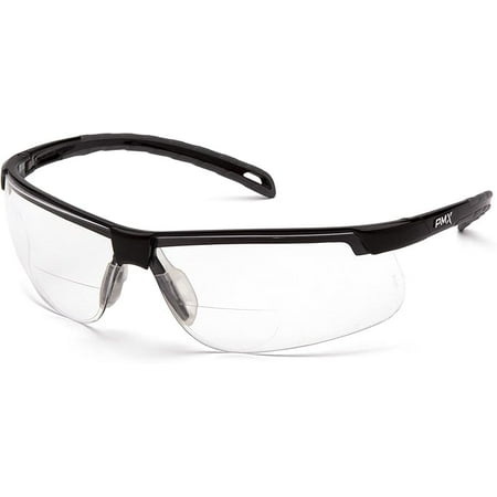 

Pyramex Ever-Lite Lightweight Safety Glass Bifocal Readers 1.5 Diopter Black Frame Clear H2Max Anti Fog Lens