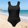 thumbnail image 4 of shoper Girls One Piece Swimsuits, Bathing Suit Solid Swimsuits Sleeveless Back Cutout and Ruffle Detail Girls' Swimwear for 7-16 Years, 4 of 7