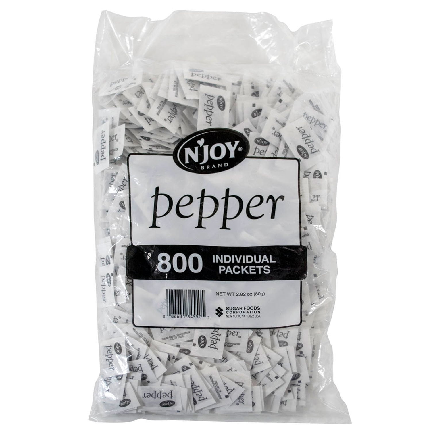 N’Joy Black Pepper Packets, 800 Count with Bowl