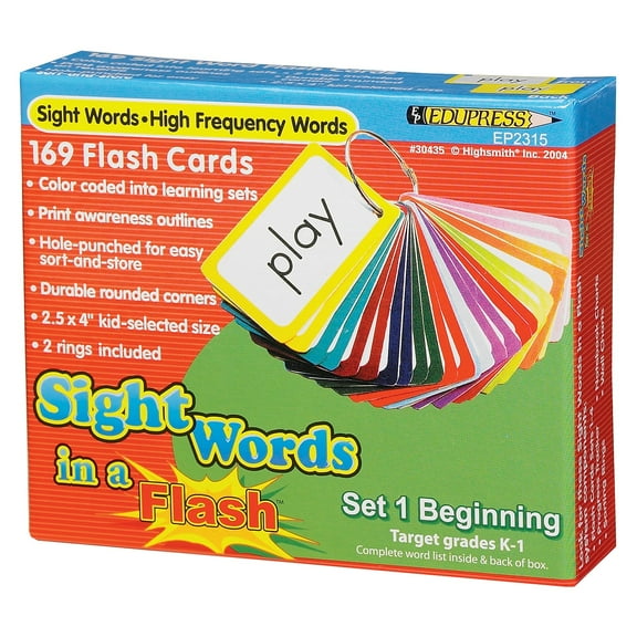 Edupress Sight Words in a Flash Learning System: Set 1, Beginning
